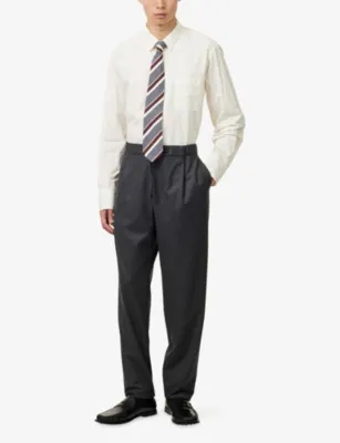 GIORGIO ARMANI Drawstring-Waist Straight-Leg Cashmere Trousers in RAVEN, additional product view 2
