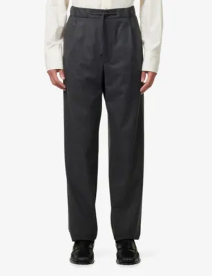 GIORGIO ARMANI Drawstring-Waist Straight-Leg Cashmere Trousers in RAVEN, additional product view 3