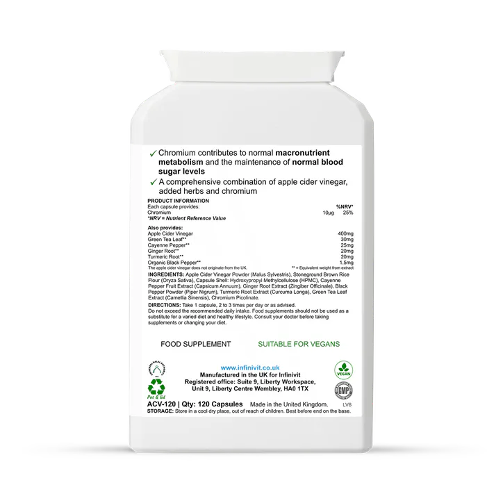 InfiniVit Apple Cider Vinegar Plus 120 Capsules, additional product view 2