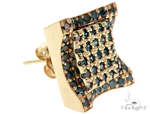 RINA - For Him FACTORY 14K Yellow Gold Blue Diamond Single Square Earring 61481 in Rose Gold – Earrings