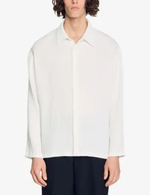 SANDRO Crinkled Relaxed-Fit Woven Shirt detail 3