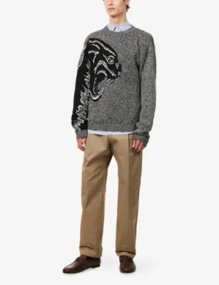 VALENTINO GARAVANI Panther Jacquard Cotton And Mouliné Wool Jumper detail 2