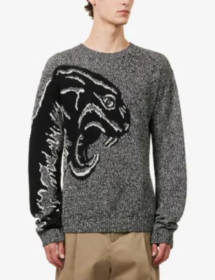VALENTINO GARAVANI Panther Jacquard Cotton And Mouliné Wool Jumper detail 3