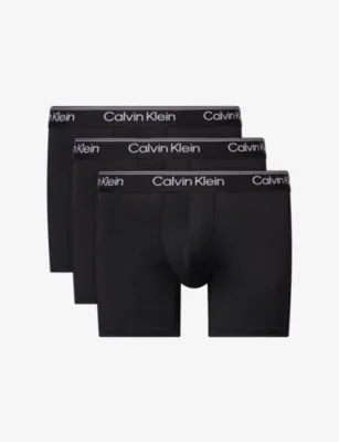 CALVIN KLEIN Microfiber Branded Pack Of Three Stretch-Woven Boxer Briefs - Black in Black – Mens | Underwear & socks | Underwear | Multi Packs