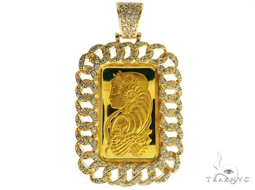 RINA - For Him FACTORY Miami Cuban Diamond Dog Tag Wtih 10g Suisse Fine Gold 999.9 57038 in Rose Gold – Pendant