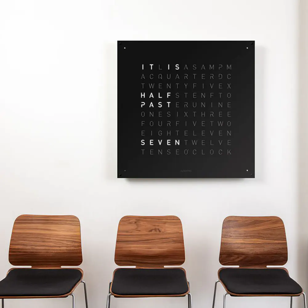 QLOCKTWO LARGE Stainless Steel Black Pepper Wall Clock 90cm, additional product view 2