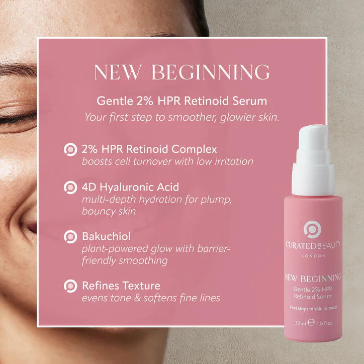 Curated Beauty London NEW BEGINNING Gentle 2% HPR Retinoid Serum, 30ml detail 3