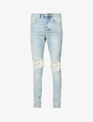 PURPLE BRAND Ripped-knee regular-fit stretch-denim jeans