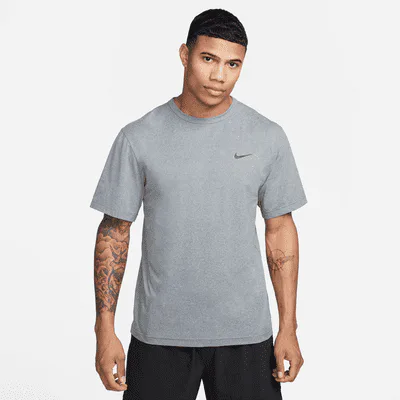 Nike Hyverse Men's Dri-FIT UV Short-sleeve Versatile Top - Smoke Grey/Heather/Black