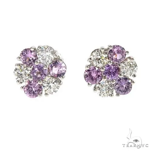 PIA - For Him GEMSTONES Lilac Ice Sapphire Diamond Flower Earrings 67043 in Rose – Earrings