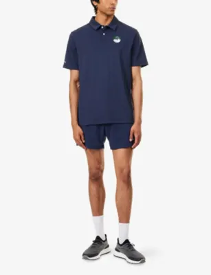 MALBON Fairway Baldwin Woven Polo T-Shirt in NAVY, additional product view 2