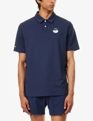 MALBON Fairway Baldwin Woven Polo T-Shirt in NAVY, additional product view 3