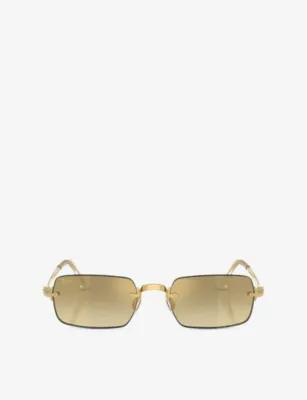 RAY-BAN RB3928 Rectangle-Frame Metal Sunglasses