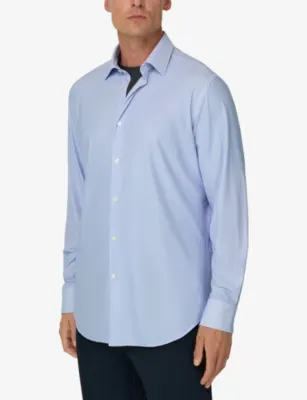 BOGGI MILANO Striped Long-Sleeved Stretch-Woven Shirt detail 3
