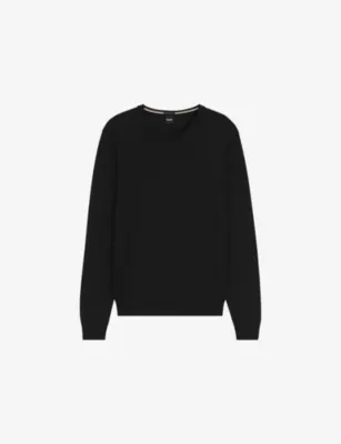 BOSS Embroidered-logo regular-fit wool knitted jumper