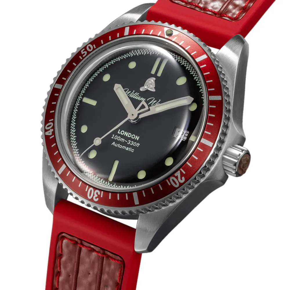 William Wood Watches Valiant Collection The Red Watch 41mm Mens Watch detail 2