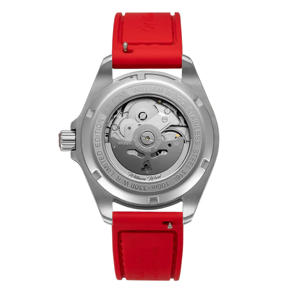 William Wood Watches Valiant Collection The Red Watch 41mm Mens Watch detail 3