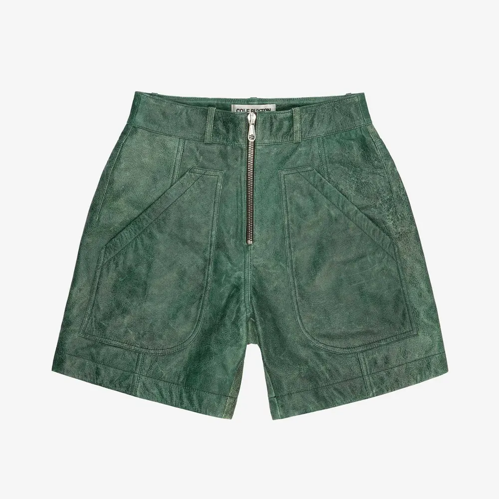 Cole Buxton Cracked Leather Shorts