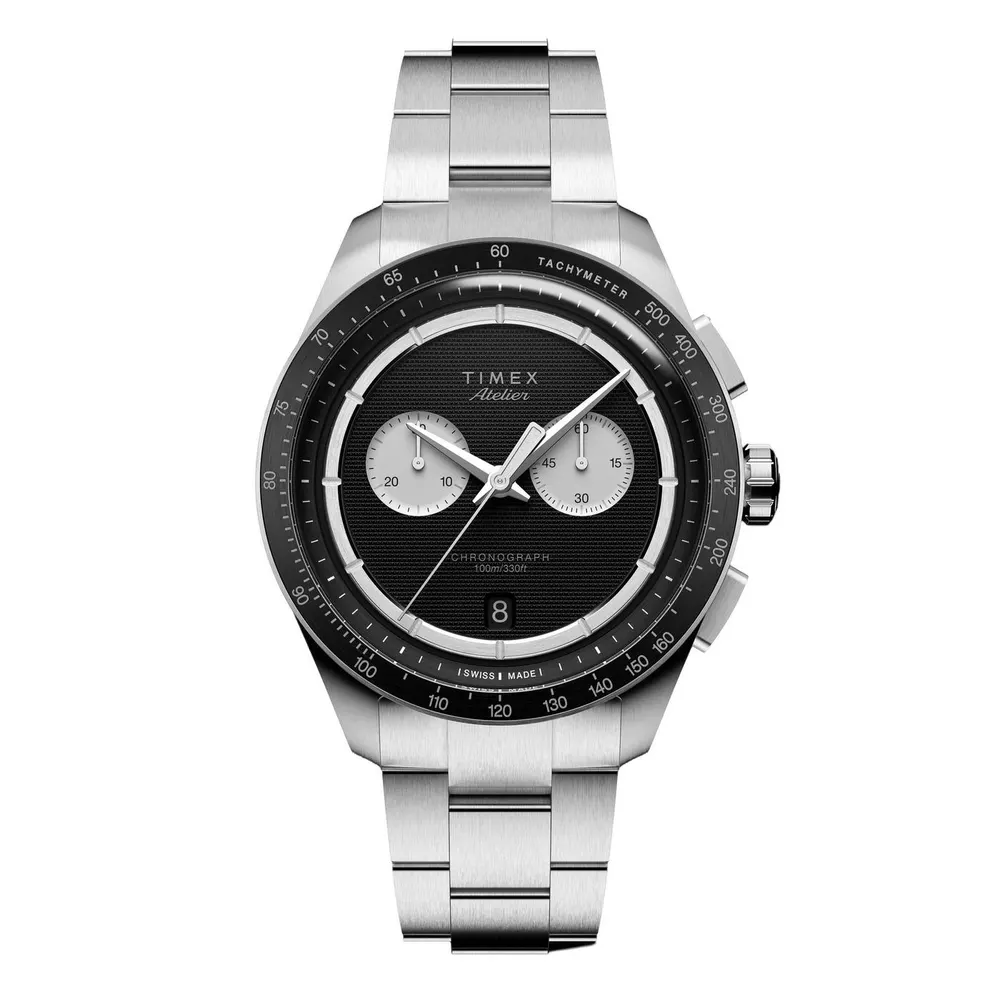 Timex Atelier Chronograph M1q Watch in Black/Silver – Accessories
