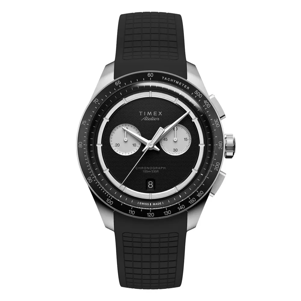 Timex Atelier Chronograph M1q Watch in Silver/Black – Accessories