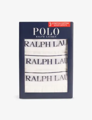 POLO RALPH LAUREN Branded-waistband pack of three stretch-cotton briefs