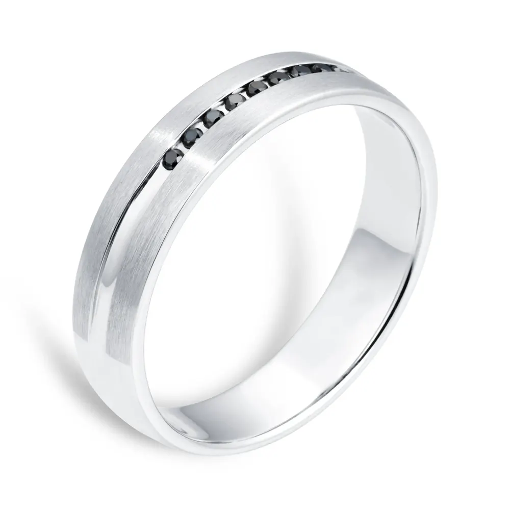 For Him Men's Platinum 0.06ct Black Treated Diamond Wedding Ring, additional product view 3