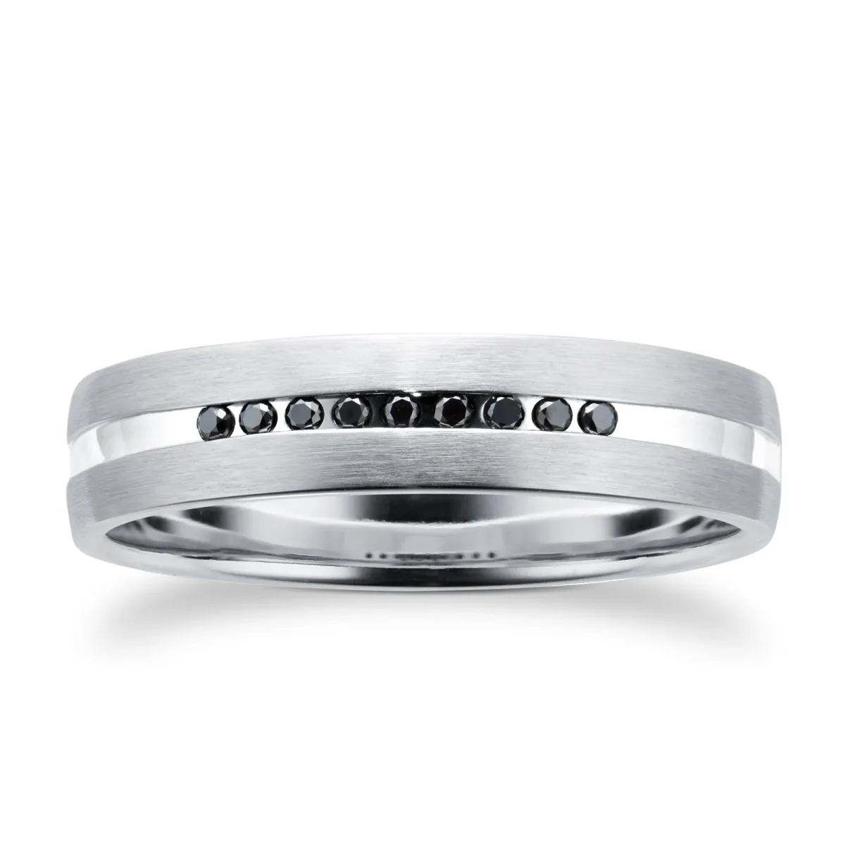 For Him Men's Platinum 0.06ct Black Treated Diamond Wedding Ring