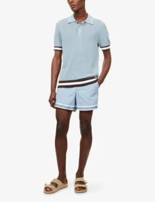 CHE Quinn Stripe-Trim Cotton-Knit Polo Shirt detail 2