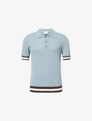CHE Quinn Stripe-Trim Cotton-Knit Polo Shirt