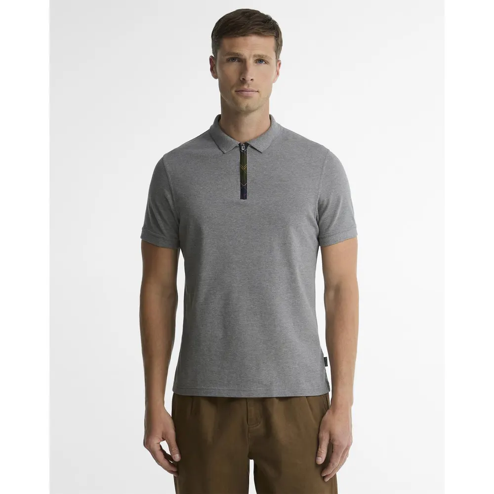 Barbour Men's Stately Zip Cotton Short-Sleeve Polo detail 3