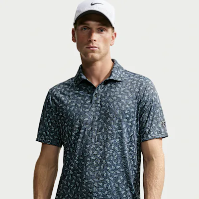 Nike Par Men's Dri-FIT Grass Print Golf Polo - Black