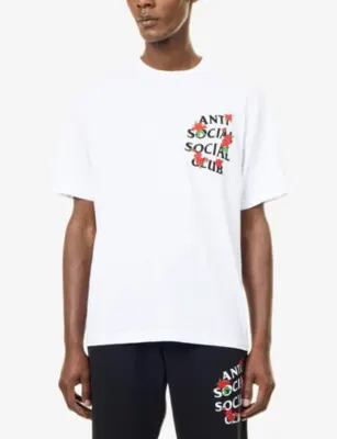 ANTI SOCIAL SOCIAL CLUB Kkotch Embroidered Rose Cotton T-Shirt detail 3