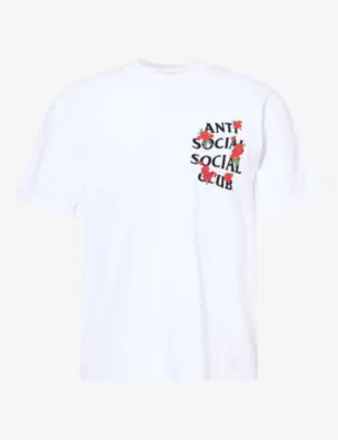 ANTI SOCIAL SOCIAL CLUB Kkotch Embroidered Rose Cotton T-Shirt