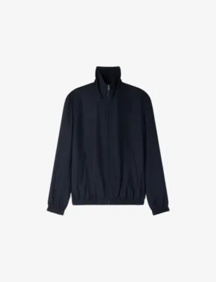 SANDRO Zipped Stand-Collar Woven Jacket