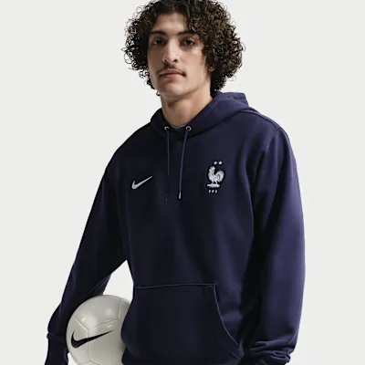 Nike FFF Club Men's Nike Football French Terry Pullover Hoodie - Blackened Blue/White