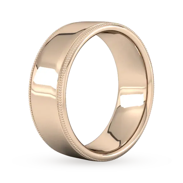 For Him 8mm Slight Court Heavy Milgrain Edge Wedding Ring In 18 Carat Yellow Gold detail 2