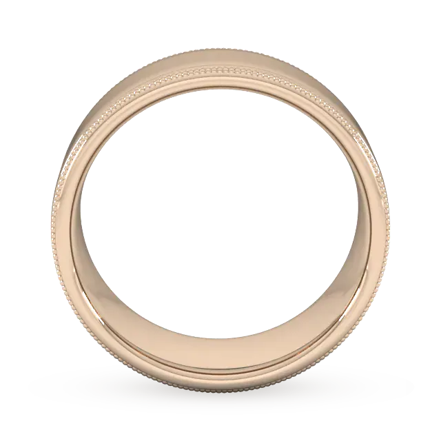 For Him 8mm Slight Court Heavy Milgrain Edge Wedding Ring In 18 Carat Yellow Gold detail 3