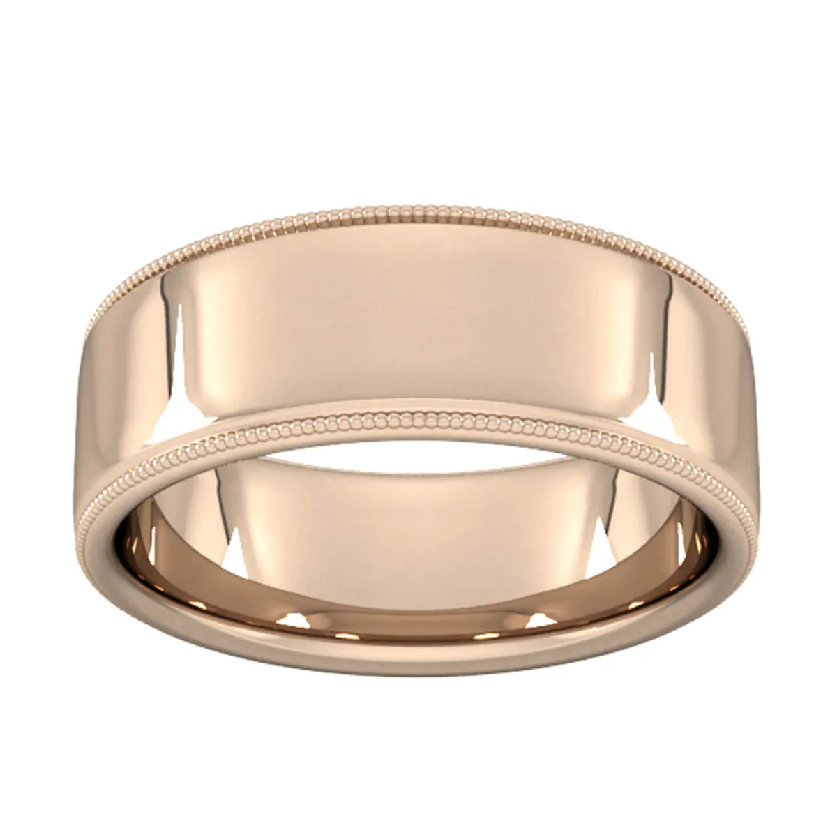 For Him 8mm Slight Court Heavy Milgrain Edge Wedding Ring In 18 Carat Yellow Gold