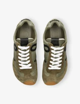 LOEWE Ballet Runner 2.0 Nylon and Leather Trainers - EUR 40 / 6 UK MEN in KHAKI, additional product view 2