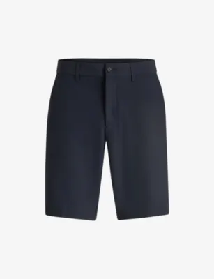 BOSS Elasticated-Waist Slim-Fit Stretch-Woven Shorts - Dark Blue