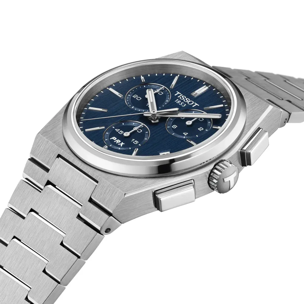 Tissot PRX Chrono Quartz 41mm Mens Watch Blue detail 3