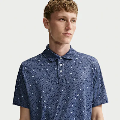 Nike Par Men's Dri-FIT Microprint Birds Golf Polo - Diffused Blue