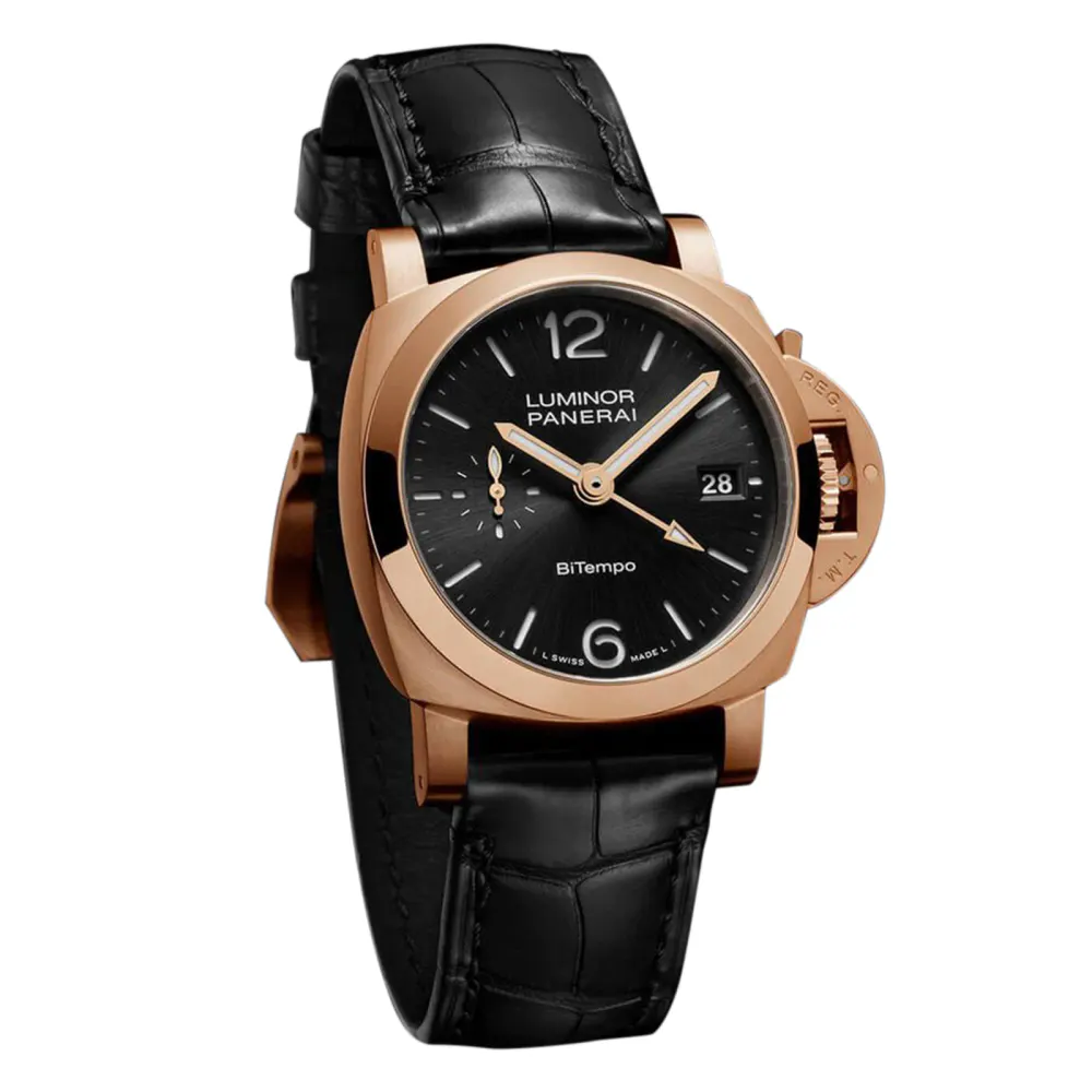 Panerai Luminor Quaranta BiTempo Goldtech 40mm Mens Watch Black detail 2