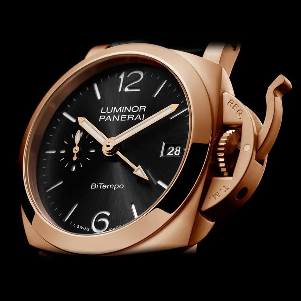 Panerai Luminor Quaranta BiTempo Goldtech 40mm Mens Watch Black detail 3