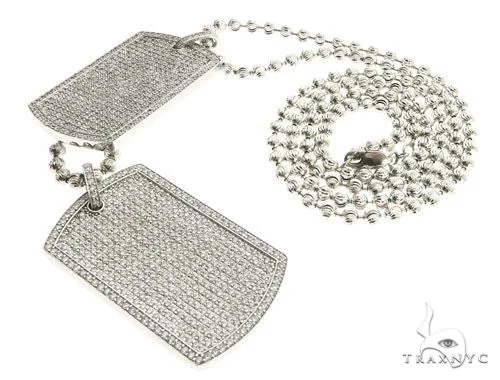 RINA - For Him FACTORY Pave Diamond Double Dog Tag Pendants Moon Cut Chain Set 63994 in Rose Gold / 18 Inches – Pendant Set