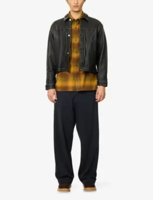 A.PRESSE Vintage Check Flannel Silk Twill Shirt in MUSTARD, additional product view 2