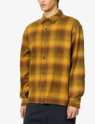 A.PRESSE Vintage Check Flannel Silk Twill Shirt in MUSTARD, additional product view 3