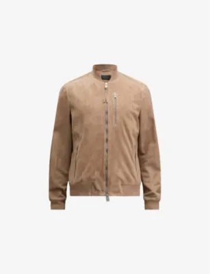 ALLSAINTS Kemble regular-fit zip-up suede bomber jacket - CORN BROWN detail 2