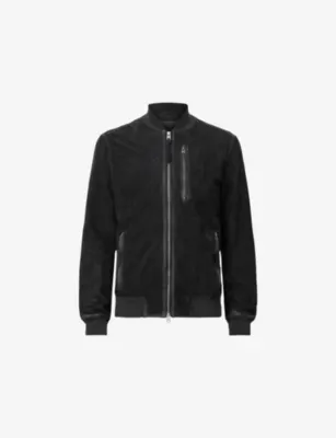 ALLSAINTS Kemble regular-fit zip-up suede bomber jacket - CORN BROWN
