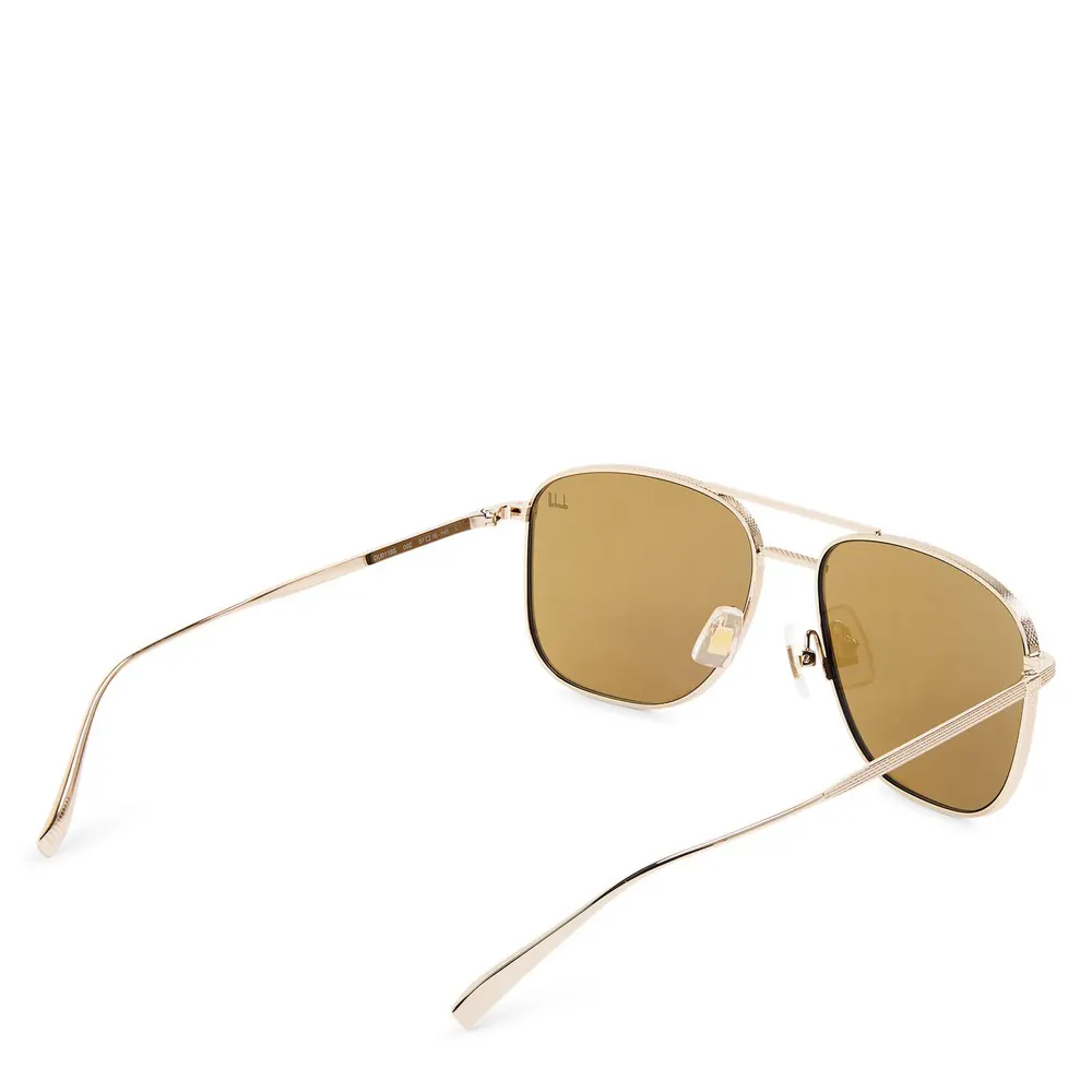 Dunhill Eyewear Men's DU0118S Aviator Sunglasses in Gold/Brown, additional product view 2